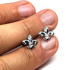 Boucles d'oreilles à tige en argent sterling Fleur De Lis, bijoux de créateur raffinés pour hommes et femmes