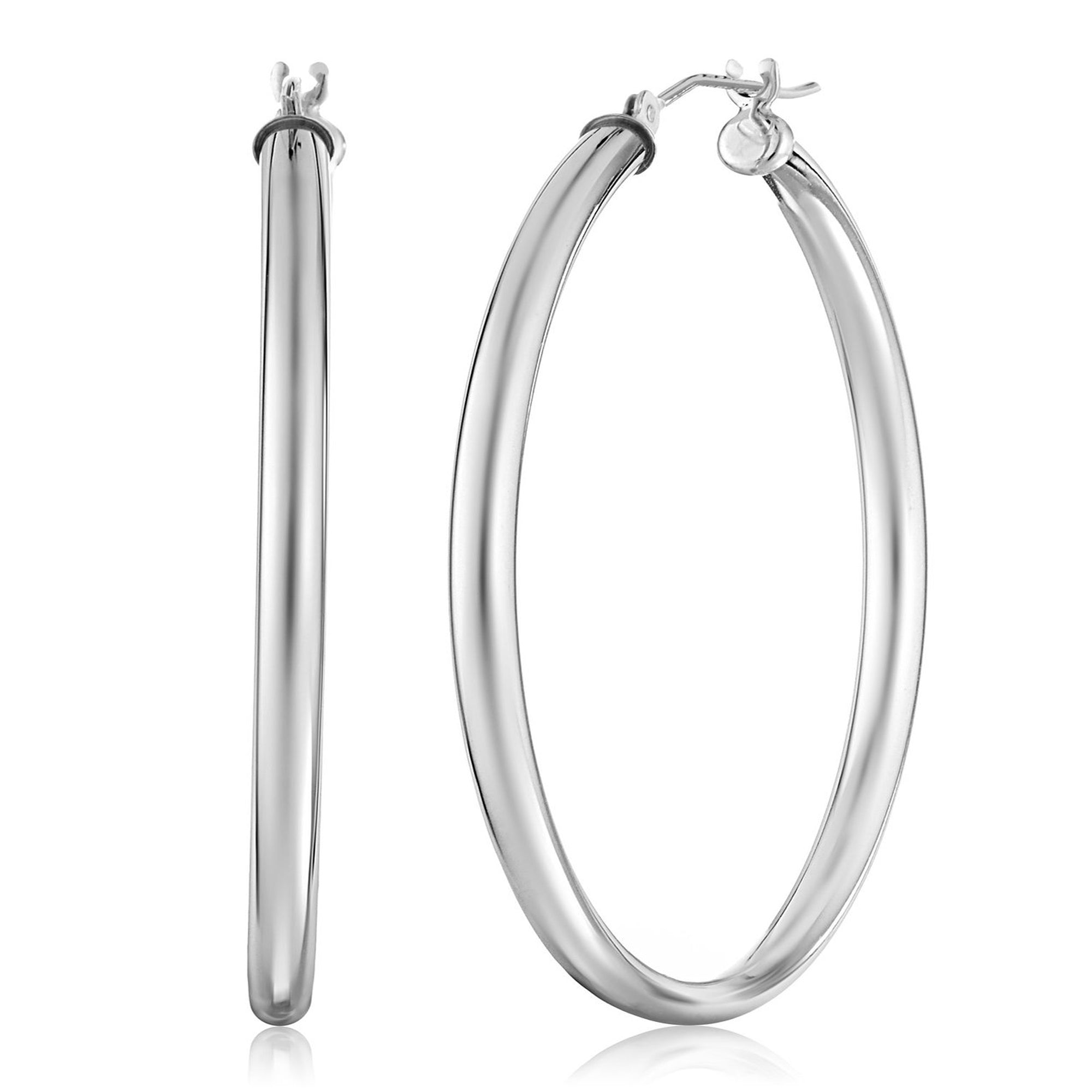 Sterling Silver Round Snuggable Huggie Hoop Earrings fine designer jewelry for men and women