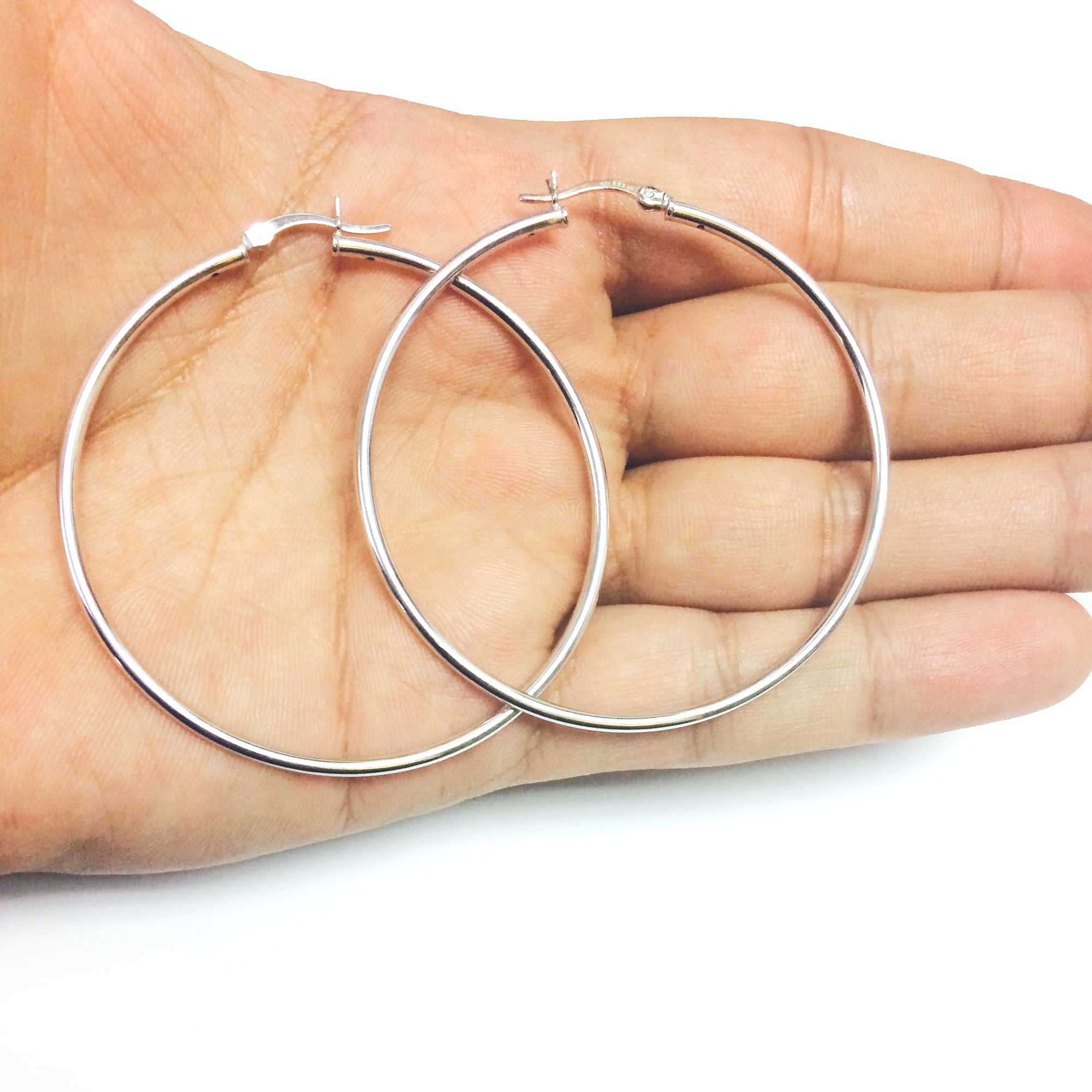 Sterling Silver Round Snuggable Huggie Hoop Earrings fine designer jewelry for men and women