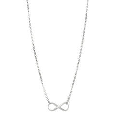Infinity Sign Link Necklace In Rhodium Plated Sterling Silver - 18 Inches - JewelryAffairs
 - 2