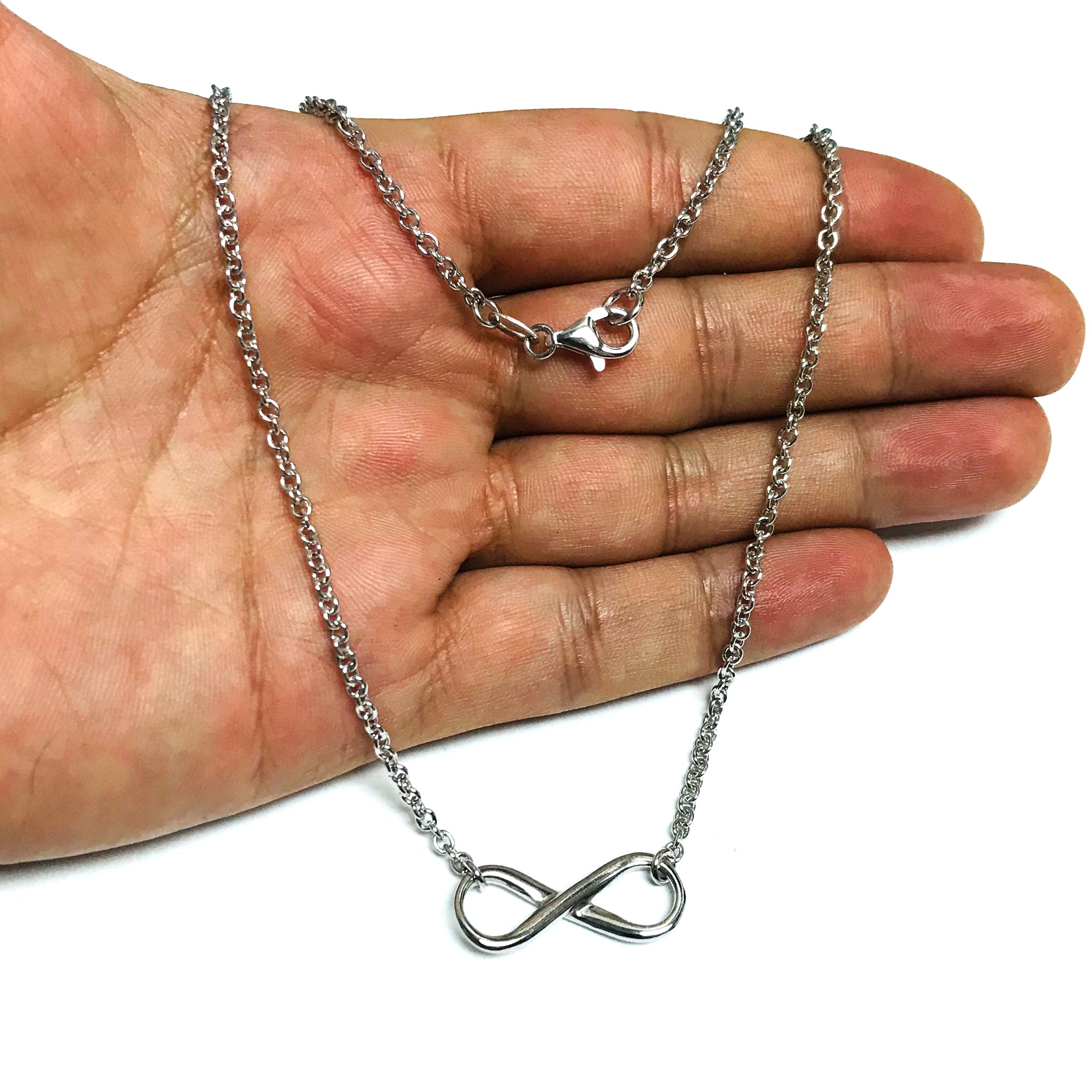 Infinity Sign Link Necklace In Sterling Silver, 18" fine designer jewelry for men and women
