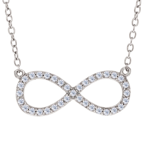 Infinity Sign Link And CZ Necklace In Sterling Silver, 18"