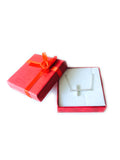Sideways Cross And CZ Necklace In Sterling Silver, 18"