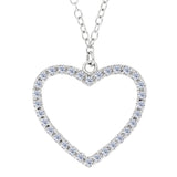 Heart And CZ Necklace In Sterling Silver, 18"