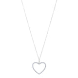 Heart And CZ Necklace In Sterling Silver, 18"