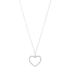 Hjerte og CZ halskæde i sterling sølv, 18" fine designer smykker til mænd og kvinder