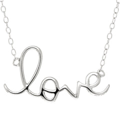 Script  Love Logo Necklace In Sterling Silver, 18"