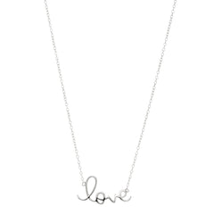 Script  Love Logo Necklace In Rhodium Plated Sterling Silver - 18 Inches - JewelryAffairs
 - 2