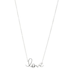 Collana con logo Script Love in argento sterling, gioielli di alta qualità da 18 pollici per uomini e donne