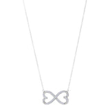 Double Heart Infinity Sign And CZ Necklace In Sterling Silver, 18"