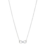Infinity Sign Link With Cz Necklace In Rhodium Plated Sterling Silver - 18 Inches - JewelryAffairs
 - 2