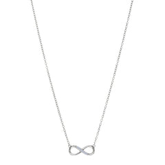 Infinity Sign Link With Cz Necklace In Rhodium Plated Sterling Silver - 18 Inches - JewelryAffairs
 - 2