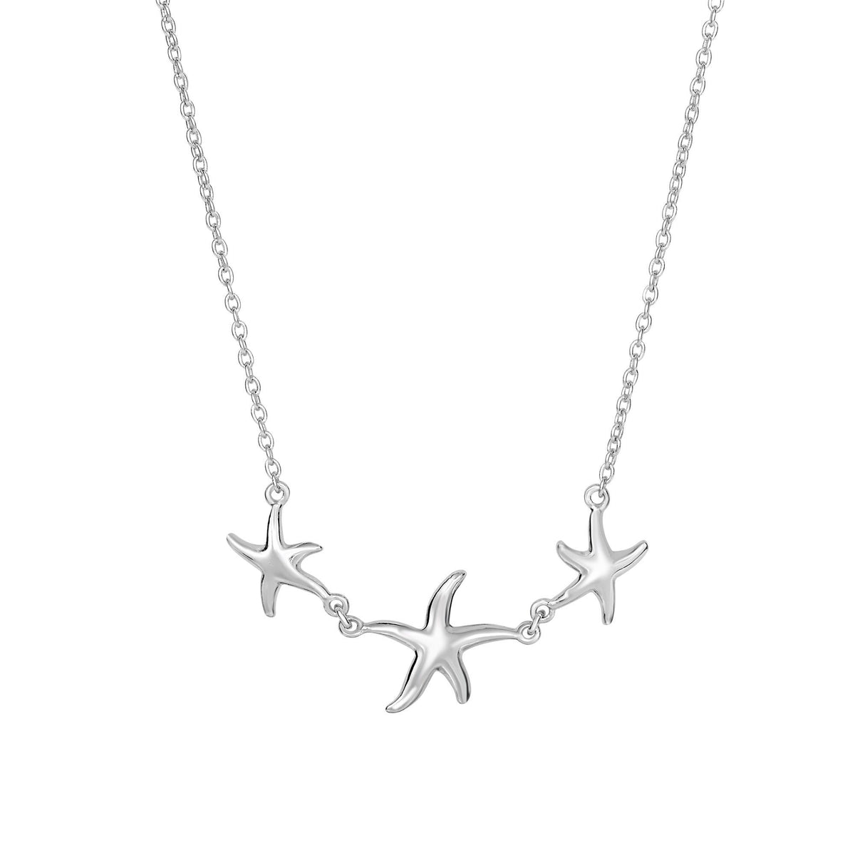 Sterling Silver Star Fish Pendant Womens Necklace, 18"