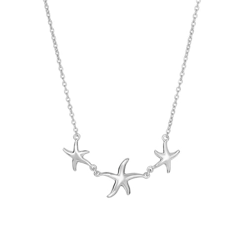 Sterling Silver Star Fish Pendant Womens Necklace, 18"