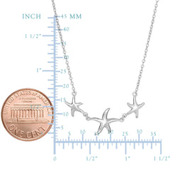 Sterling Silver Star Fish Pendant Womens Necklace, 18"