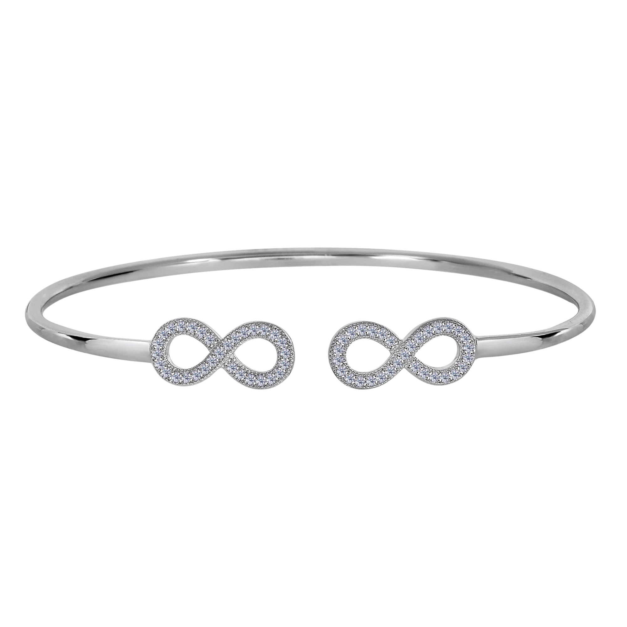 Pulsera de plata de ley con doble circonita infinita y extremos, joyería fina de diseño para hombres y mujeres