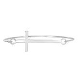 Sterling Silver  Sideways Cross Bangle With Hook Style Clasp