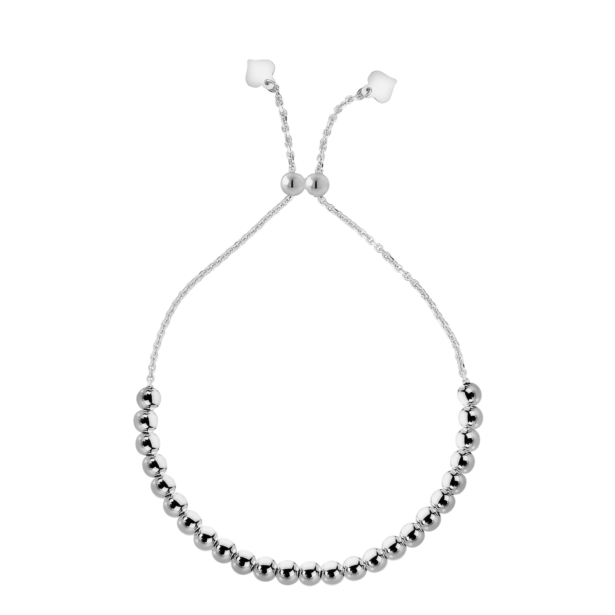 Sterling Silver Beads Justerbart Bolo Friendship Armband, 9,25" fina designersmycken för män och kvinnor