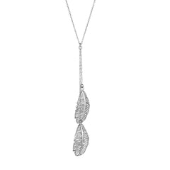 Sterling Silver Hanging Leaf Pendants Necklace, 18" fine designer jewelry for men and women