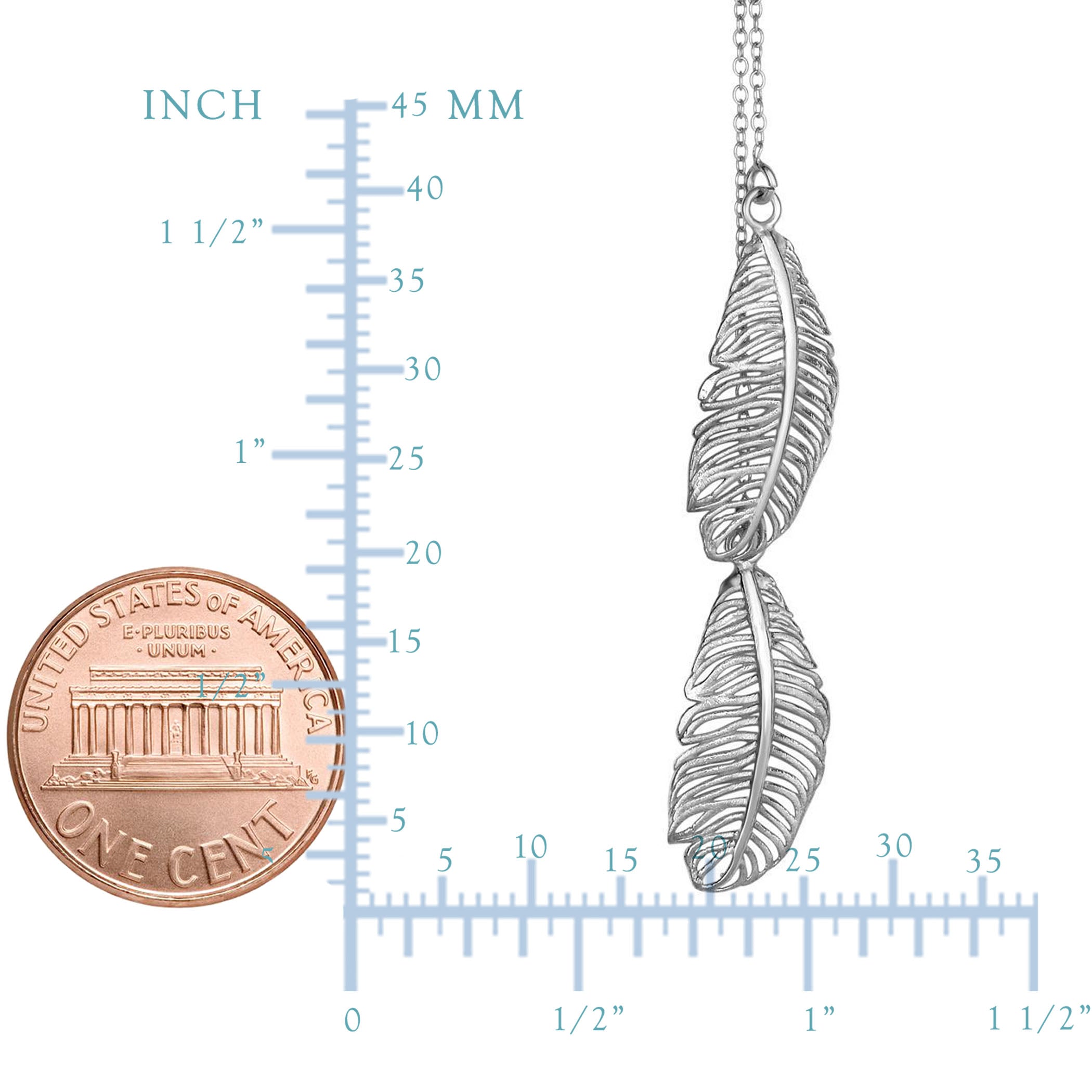 Sterling Silver Hanging Leaf Pendants Necklace, 18" fine designer jewelry for men and women