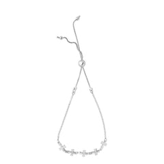 Pulsera de amistad de bolo ajustable con cruces laterales con corte de diamante en plata de ley, joyería fina de diseño de 9,25 pulgadas para hombres y mujeres