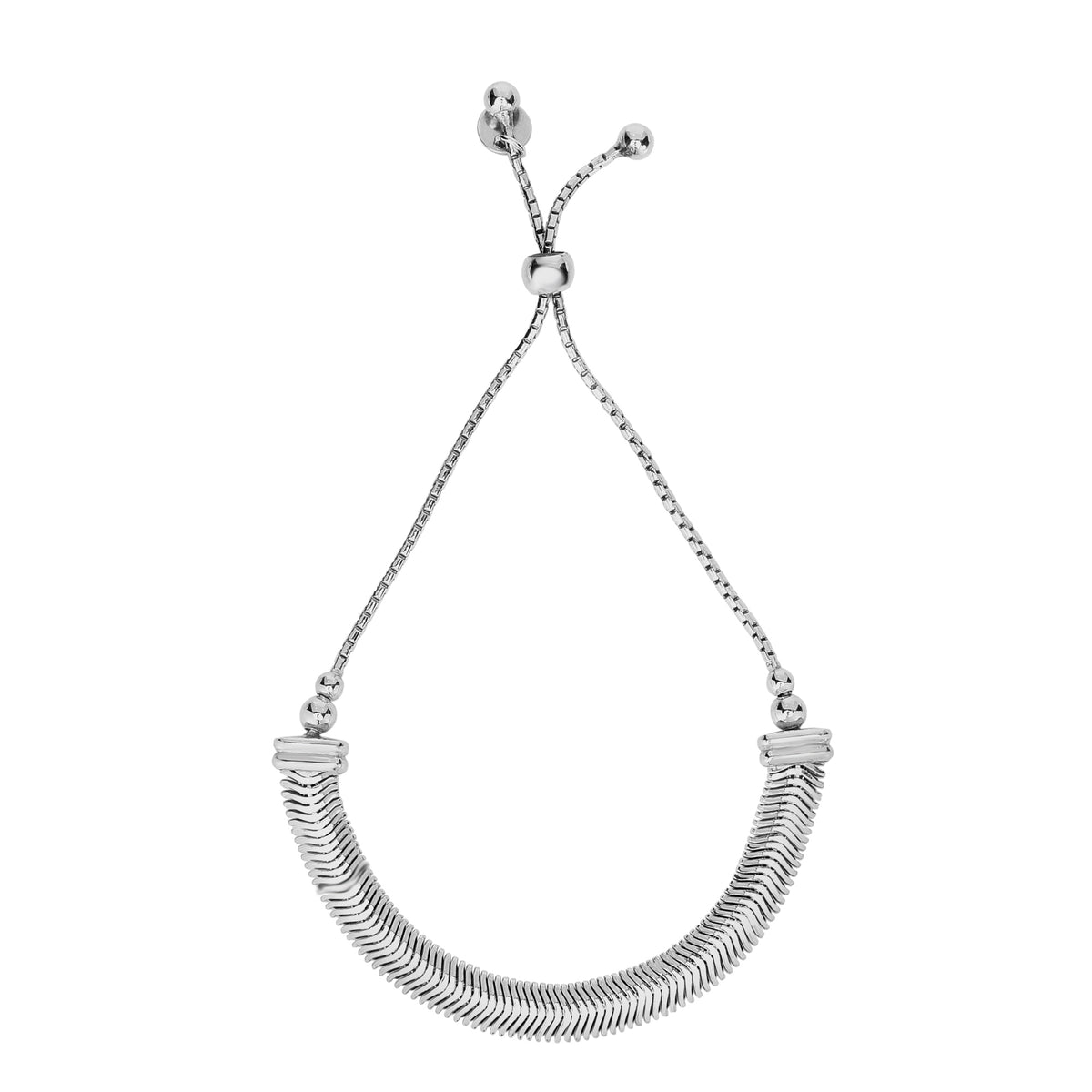 Bracciale dell'amicizia Bolo regolabile con elemento in stile spina di pesce in argento sterling, gioielli di design da 9,25" per uomini e donne
