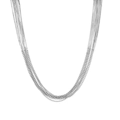 Sterling Silver Multi Strand Bead Link Necklace, 18" fine designer jewelry for men and women