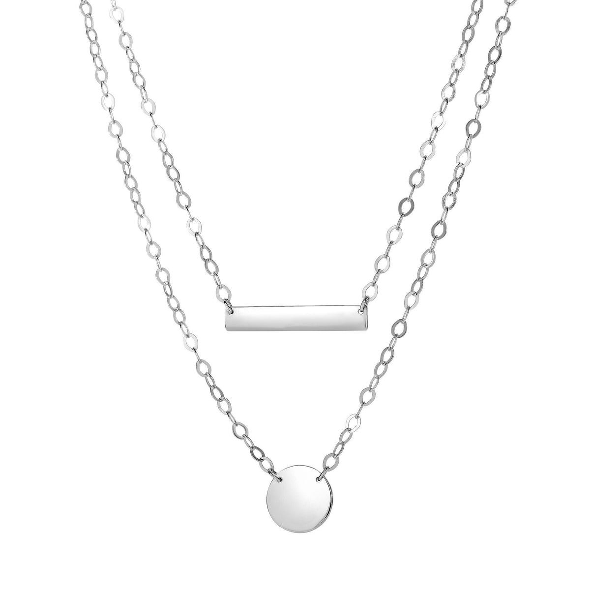 Sterling Silver Bar And Disc Pendant Necklace, 18"