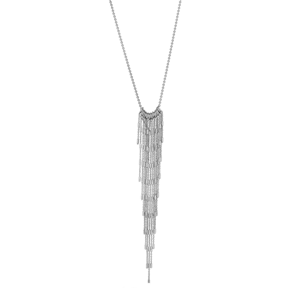 Sterling Silver Hanging Tassel Necklace, 17" fine designer jewelry for men and women