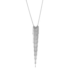 Sterling Silver Hanging Tassel Necklace, 17" fine designer jewelry for men and women