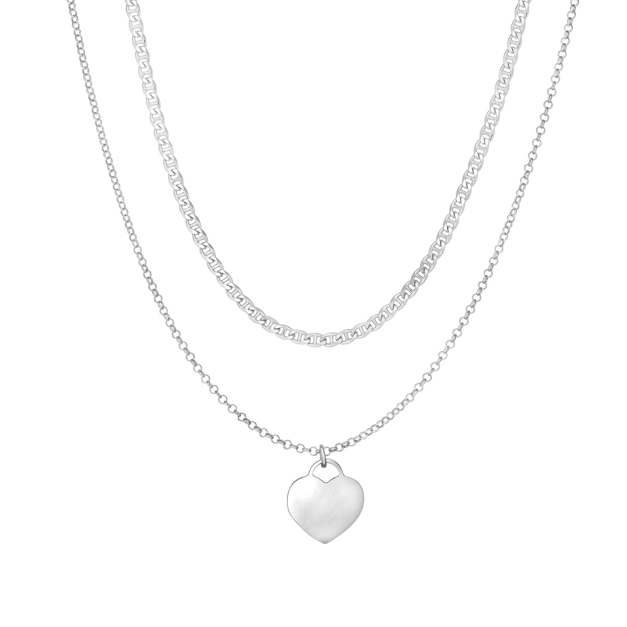 Collana girocollo con ciondolo a cuore in argento sterling, gioielli di design da 16 pollici per uomini e donne