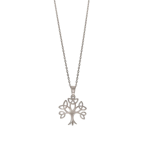 Sterling Silver Tree Of Life Pendant Womens Necklace, 18"