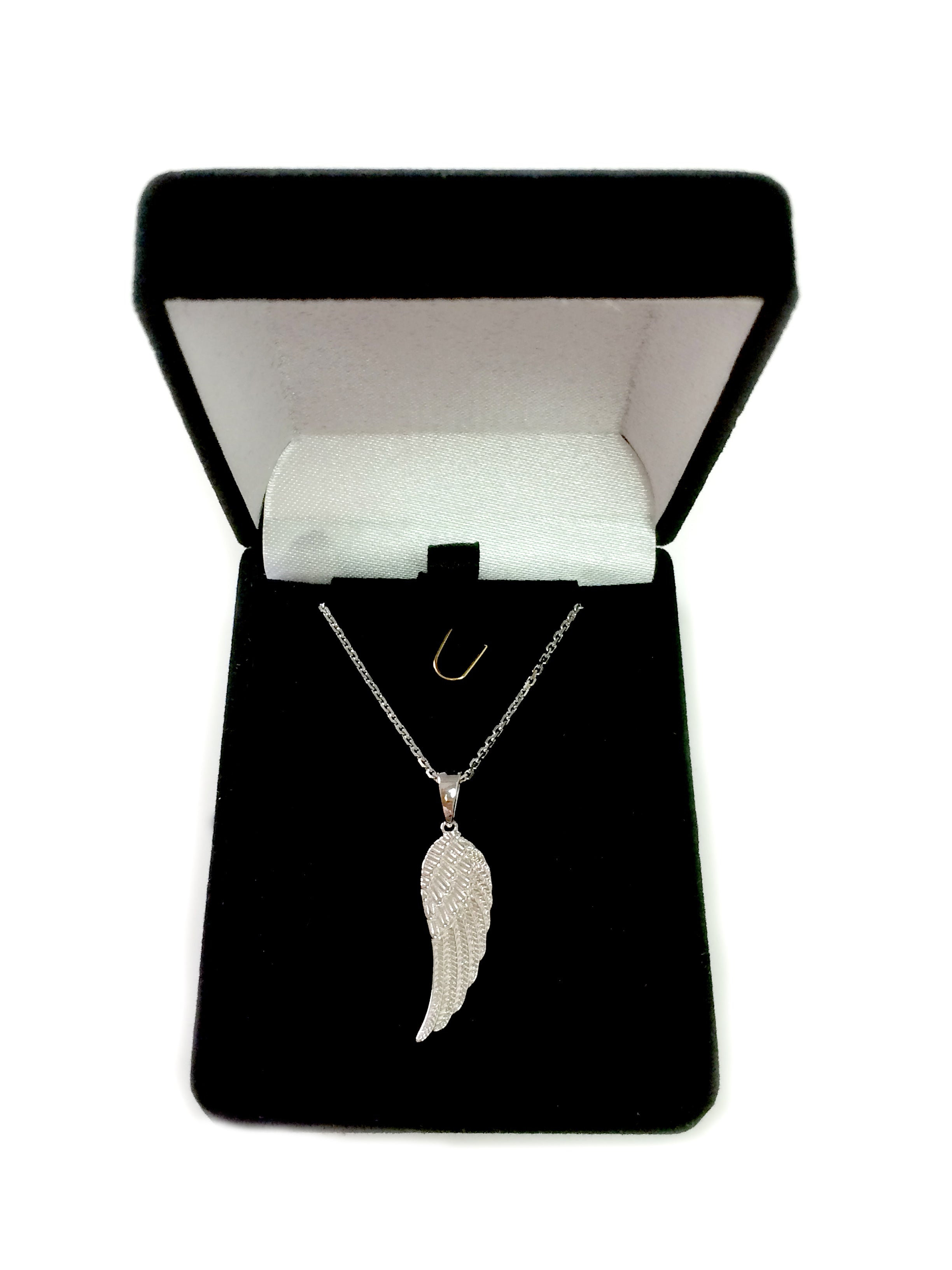 Sterling Silver Angel Wing Pendant Necklace, 18" fine designer jewelry for men and women