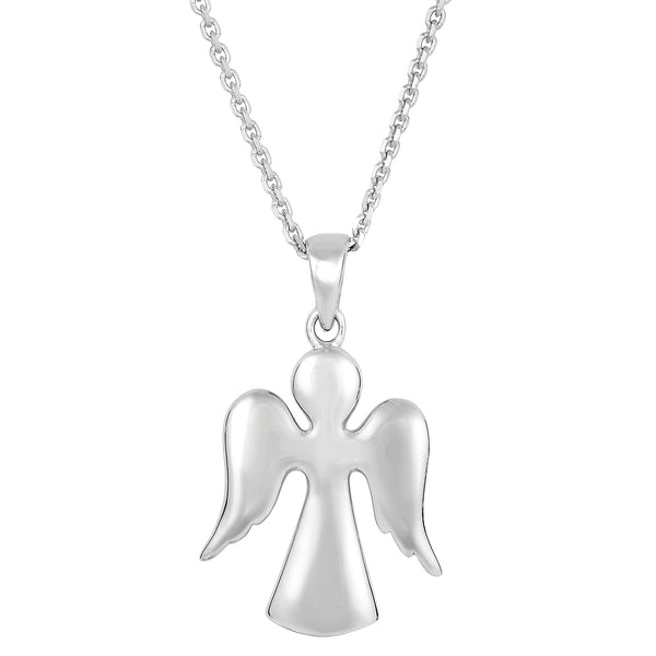 Sterling Silver Angel Pendant Sliding Fashion Necklace, 18"