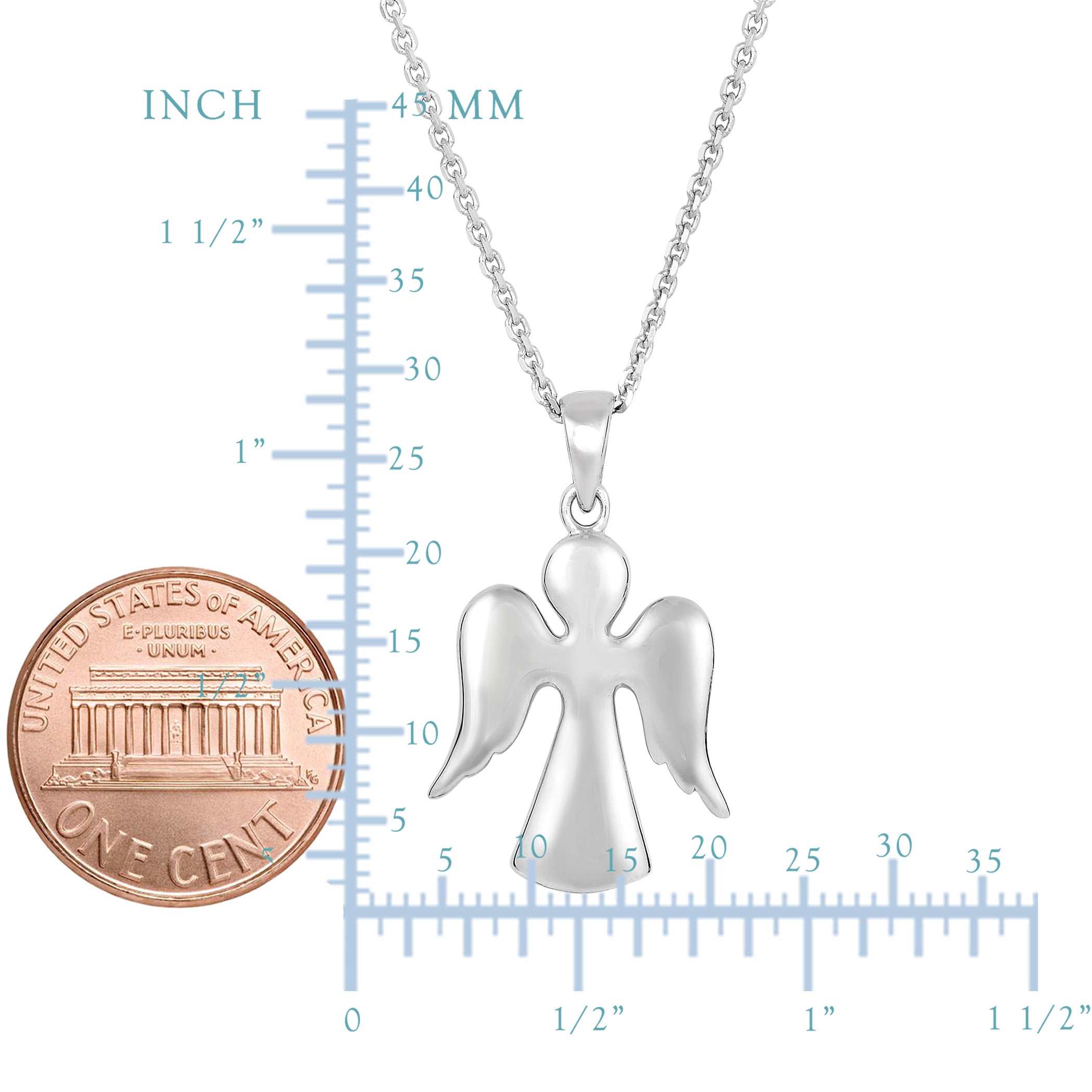 Sterling Silver Angel Pendant Sliding Fashion Necklace, 18" fine designer jewelry for men and women