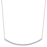 Sterling Silver Square Tube Curve Bar CZ Pendant Necklace, 18"