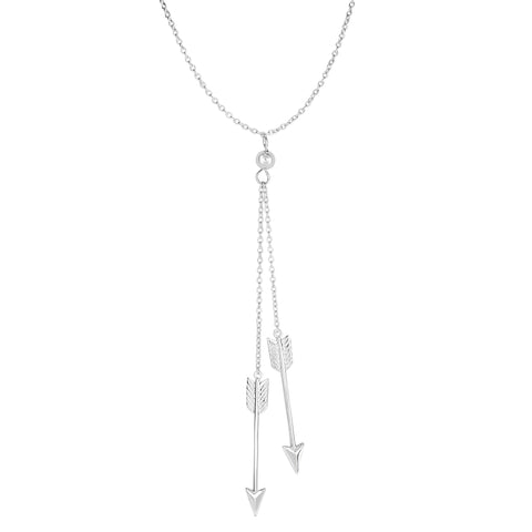 Sterling Silver Double Hanging Arrow Lariat Style Necklace, 18"