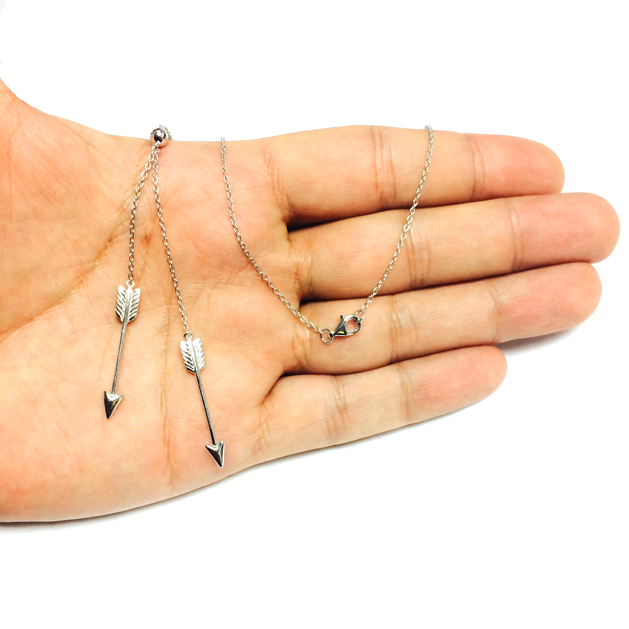 Sterling Silver Double Hanging Arrow Lariat Style Necklace, 18" fine designer jewelry for men and women