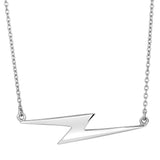 Sterling Silver Thunderbolt Lightning Sideways Pendant Necklace, 18"