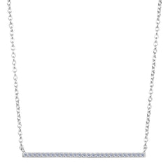 Sterling Sølv Sideways Bar Pendant CZ halskæde, 18" fine designer smykker til mænd og kvinder