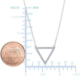 Sterling Silver Triangle Shaped Pendant CZ Necklace, 18"
