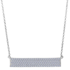 Sterling Silver Wide Rektangel Bar Pendant CZ Halsband, 18" fina designersmycken för män och kvinnor