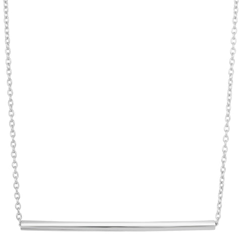 Sterling Silver Sideways Cylinder Bar Pendant Necklace, 18"