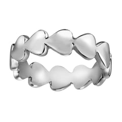 Sterling Silver Eternity Heart Band Ring, Size 7