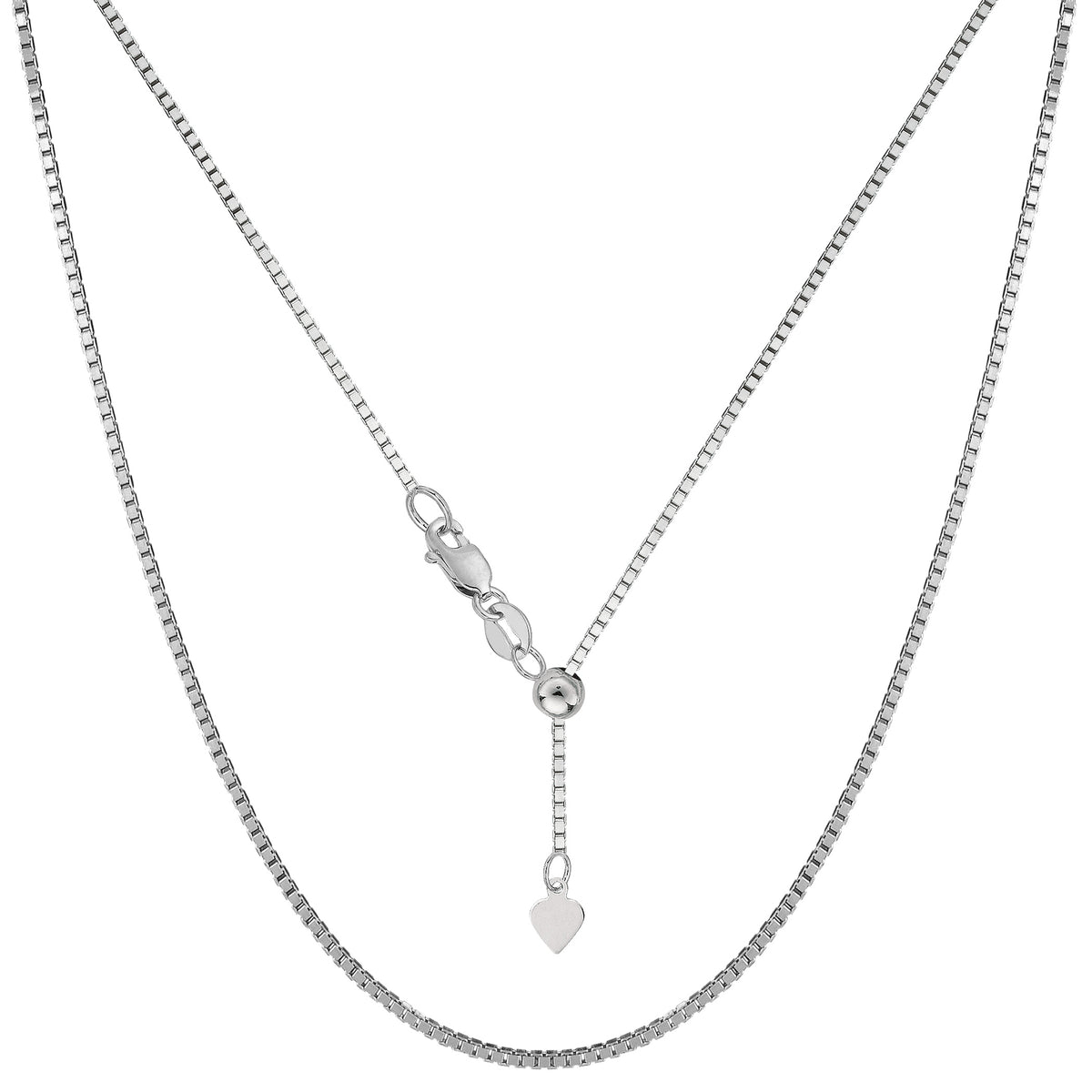 Sterling Silver Rhodiumpläterad Justerbar Box Chain Halsband, 1,2 mm, 22" fina designersmycken för män och kvinnor