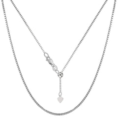 Sterling Silver Rhodium Plated Adjustable Box Chain Necklace, 1,2mm, 22"