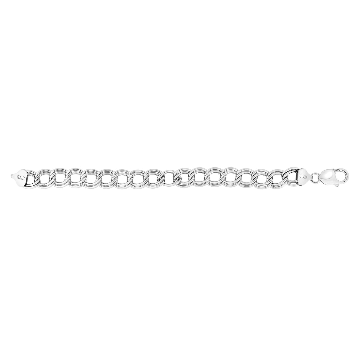 Sterlingsilver dubbel rund länkkedja damarmband, 7,25" fina designersmycken för män och kvinnor