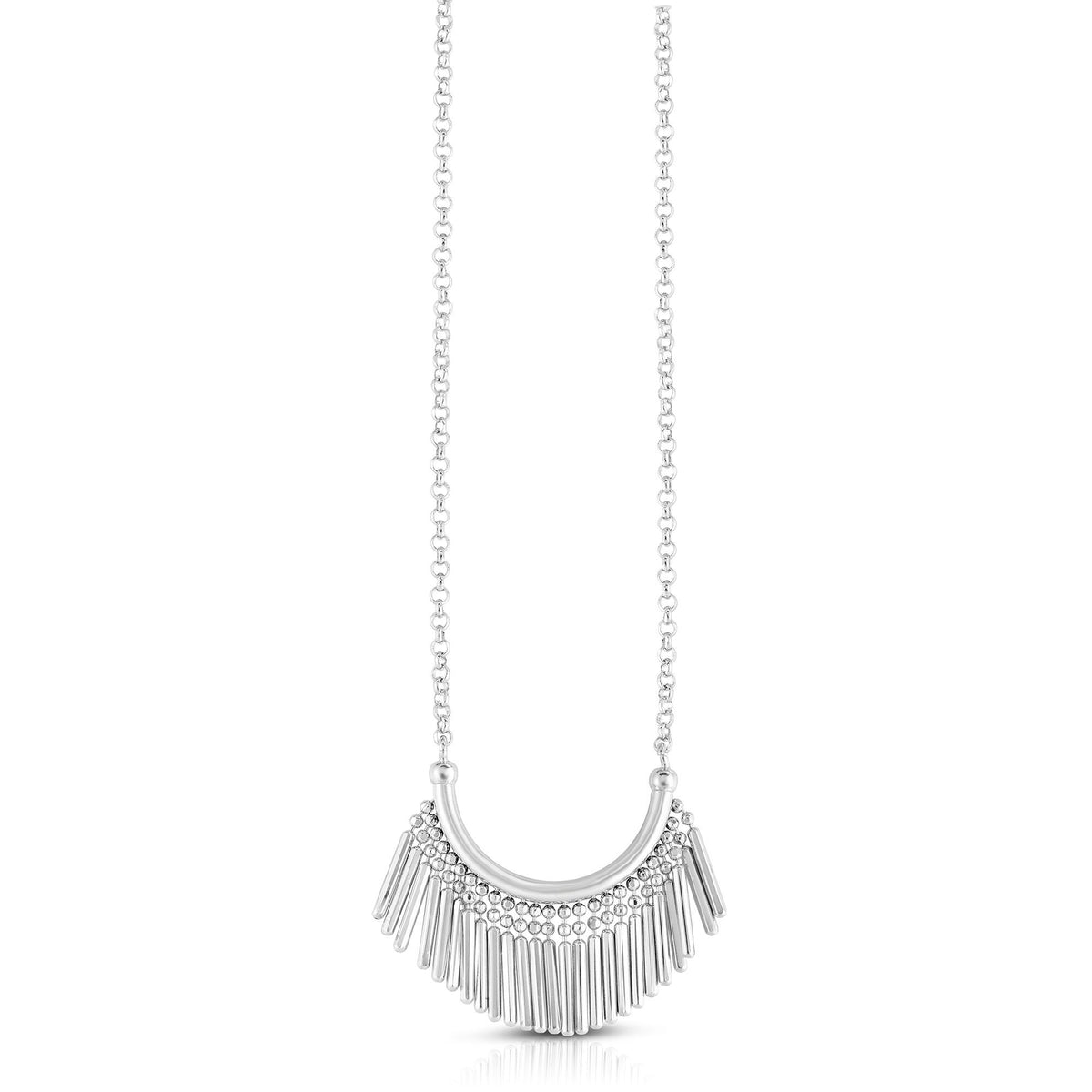 Sterling Silver Tassel Charms Fancy Necklace, 17" fine designer jewelry for men and women