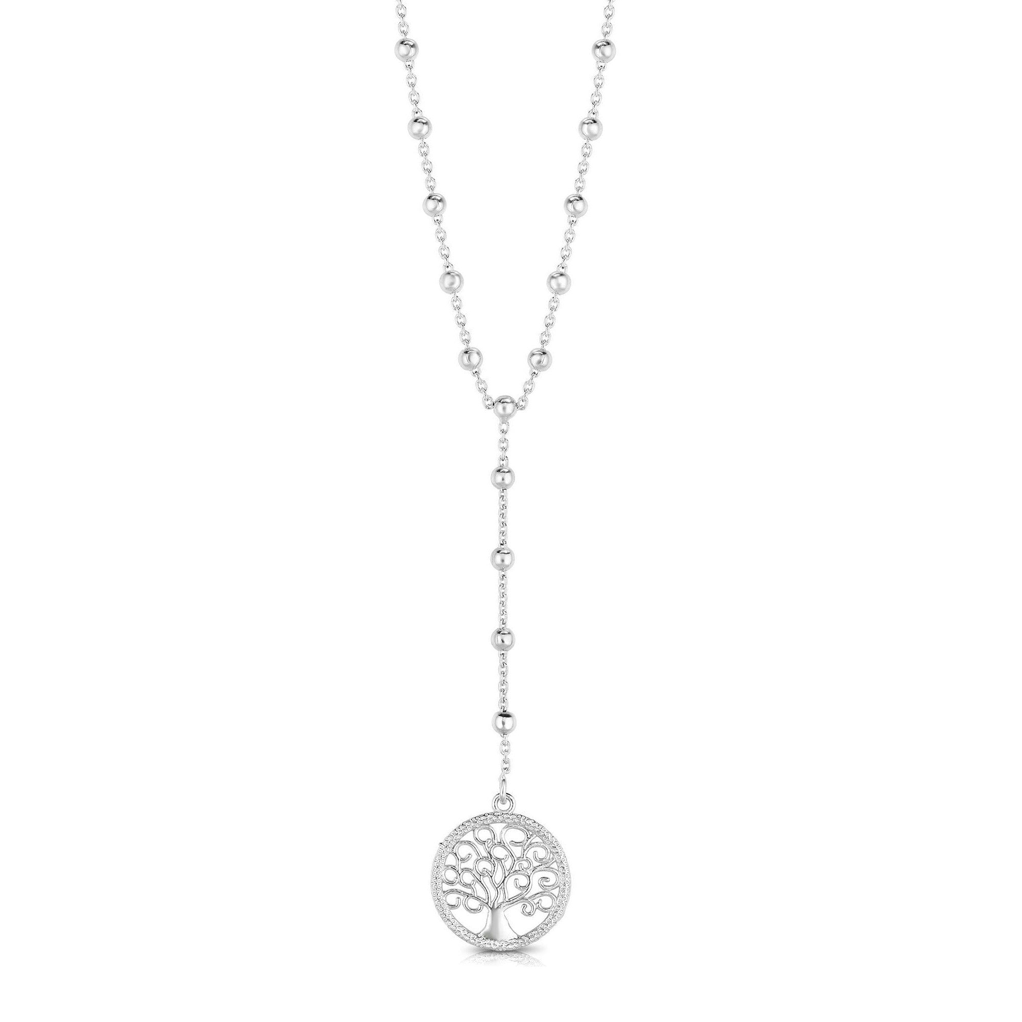 Sterling Silver Hanging Tree Of Life Pendant Necklace, 17" fine designer jewelry for men and women