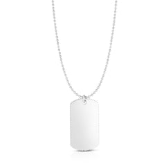 Sterling Silver Dog Tag Fancy Necklace, 24" fine designer jewelry for men and women